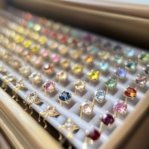 Pack of 12 Fashion Jewellery Golden Color White Red Green Mehroon Pink Black Zircon Rings for Girls Women - NW-RC-IMP-RG-05-Pack12